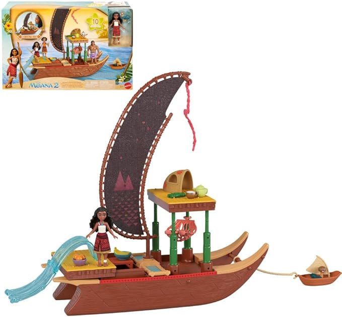 Mattel Disney Moana 2 Toy Playset with Floating Adventure Canoe, Small Doll, 1 Character Friend, ... | Amazon (US)