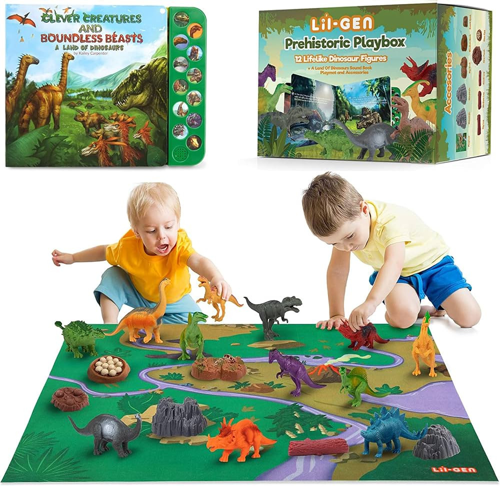 Li'l-Gen Dinosaur Toys for Boys & Girls, Kids 3+ - 12 Realistic Looking 7” Dinosaur Toy Figures... | Amazon (US)