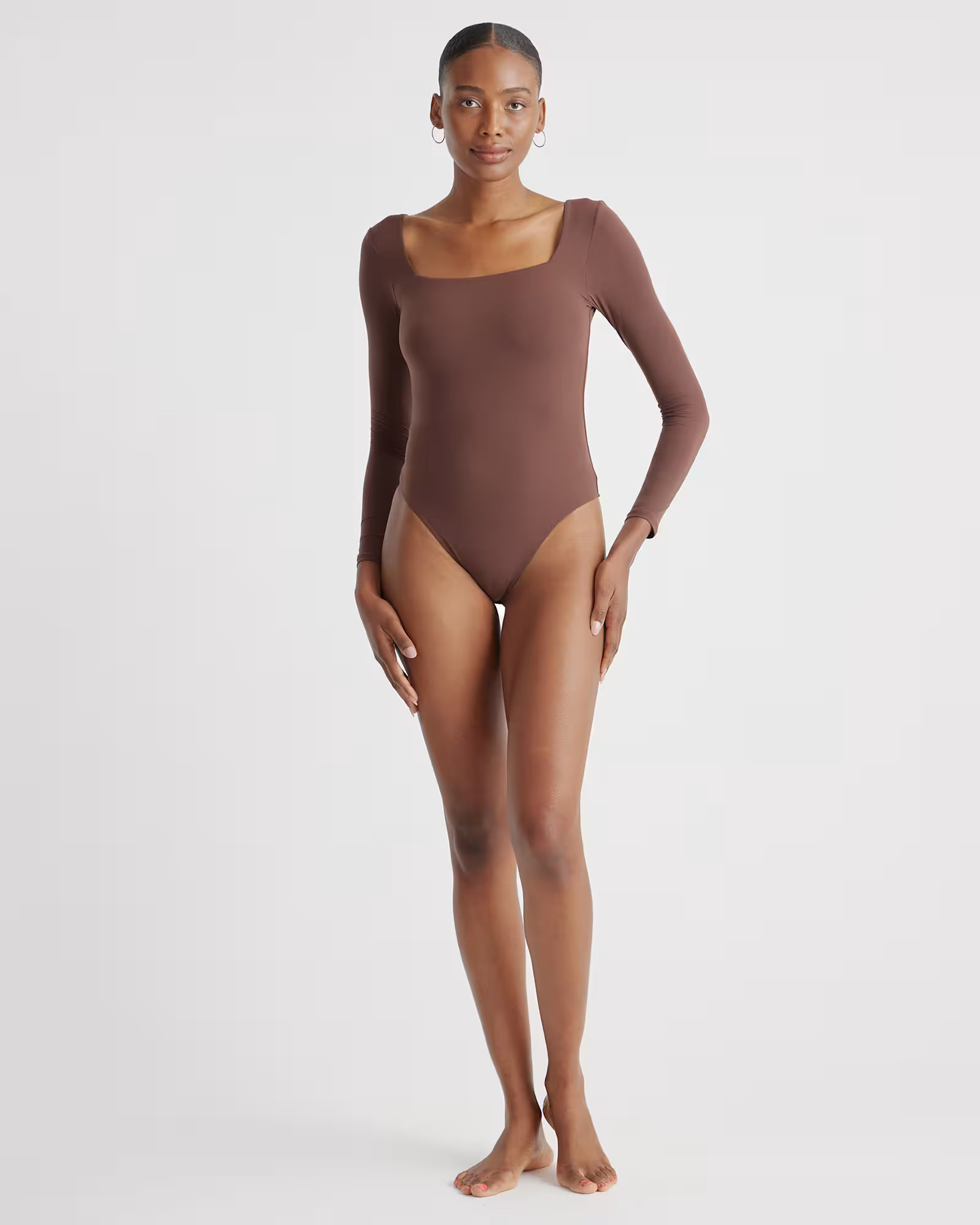 Second Skin Square Neck Long Sleeve Bodysuit | Quince