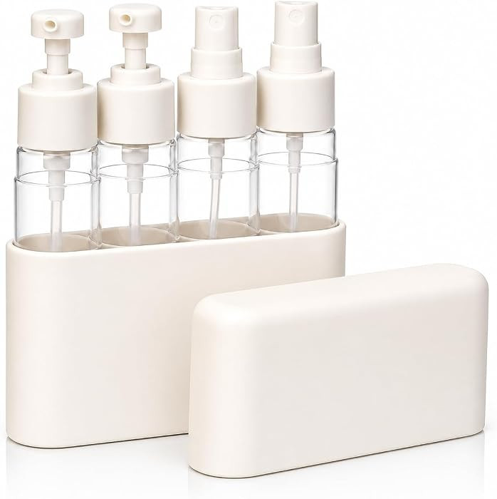 Travel Bottles for Toiletries (2 Pump + 2 Spray), TSA Approved 1.7oz/50ml Travel Containers Set w... | Amazon (US)