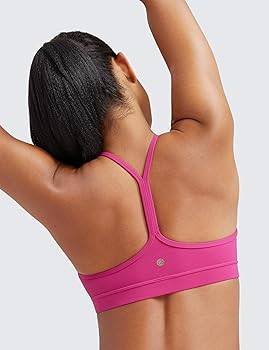 CRZ YOGA Butterluxe Womens Y Back Sports Bra - Padded Racerback Low Impact Spaghetti Thin Strap W... | Amazon (US)