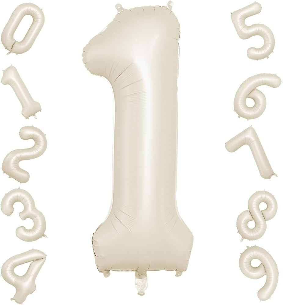40 Inch Cream Number 1 Balloon, Beige Large 1st Birthday Balloons, Digital 1 Cream White Giant 1 ... | Amazon (US)
