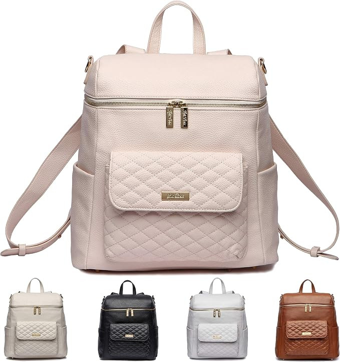 Monaco Large Diaper Bag Backpack by Luli Bebe - Designer Modern Vegan Leather Stylish Baby Backpa... | Amazon (US)