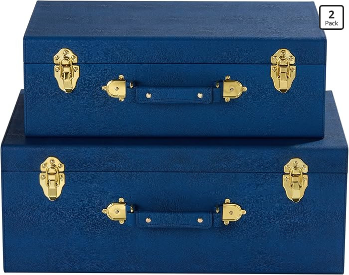 Sagala Set of 2 Large Decorative Trunks With Handle, Modern Organizer Storage Trunk Chests, Large... | Amazon (US)