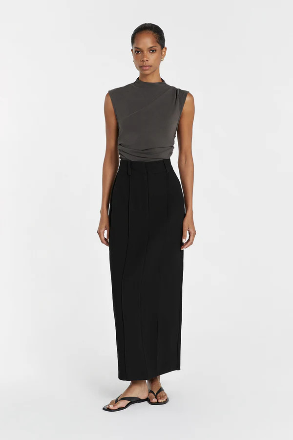 ROWAN BLACK MIDI SKIRT | DISSH