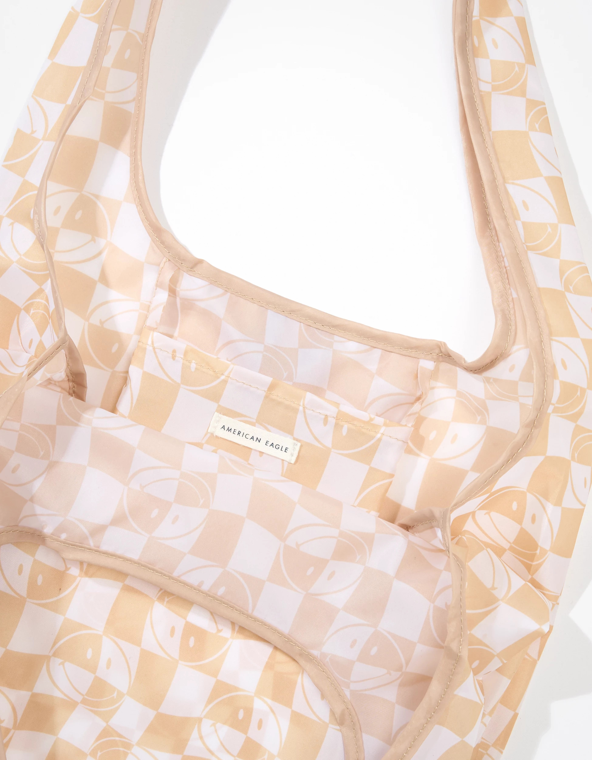 AE Smiley® Checkered Nylon Tote Bag | American Eagle Outfitters (US & CA)