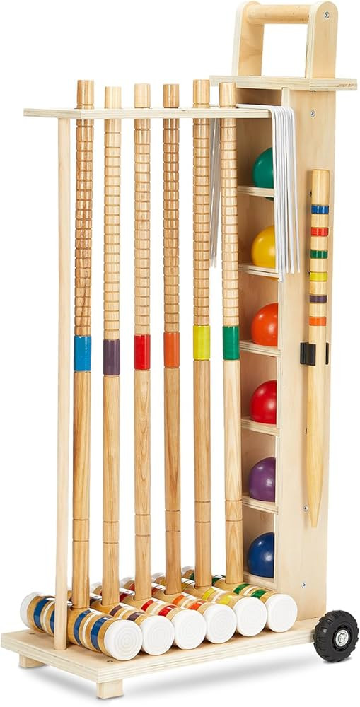 Hiboom 6 Player Croquet Set for Adults with Wooden Stand, Rubber Wooden Mallets, Colored Balls an... | Amazon (US)