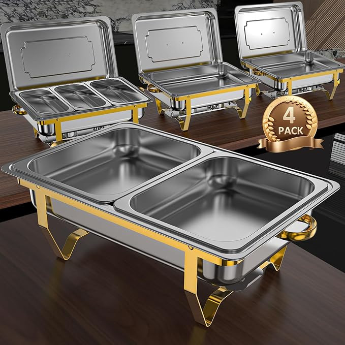 Chafing Dish Buffet Set, 8QT High Grade Chafing Dishes for Buffet, Chafers and Buffet Warmers Set... | Amazon (US)