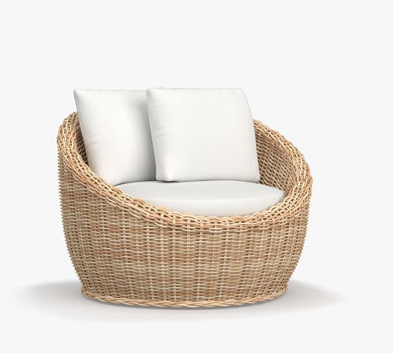 Huntington Wicker Swivel Papasan Outdoor Lounge Chair | Pottery Barn (US)