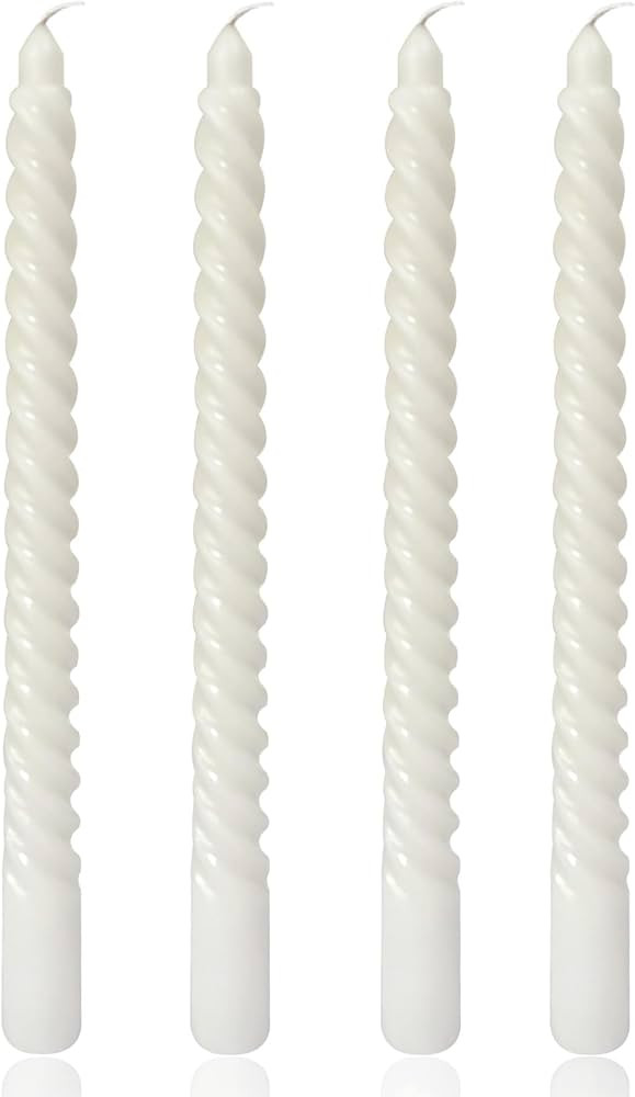 White Spiral Taper Candles for Home Decoration, 4 Pack 10 Inch Candlesticks for Dinner Party Holi... | Amazon (US)