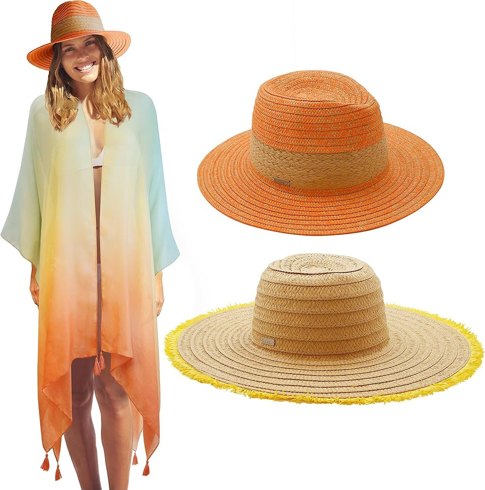 Women's 2 Sun Hats with Beach Coverup | Amazon (US)