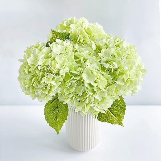 Yalzone 3 Pcs 21In Artificial Light Green Hydrangea Natural Lifelike Real Touch Faux Large Royal ... | Amazon (US)