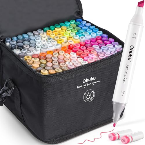 Ohuhu Alcohol Markers - Double Tipped Art Marker Set for Artist Illustration -160 Colors- Chisel & Fine Dual Tips- Oahu of Ohuhu Markers - Refillable | Amazon (US)