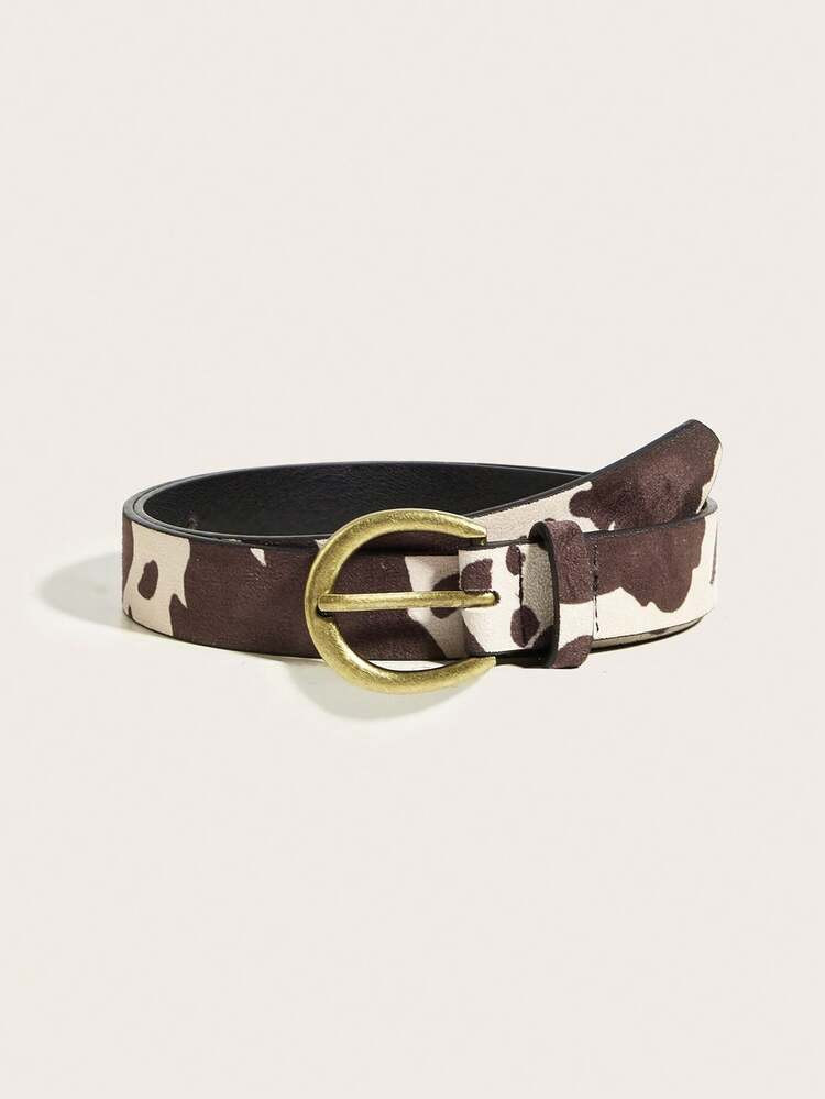 1pc Boho Cow Print Hairy Women's Belt, Suitable For Rodeo, Pairing With Jeans, Dresses, Alternati... | SHEIN