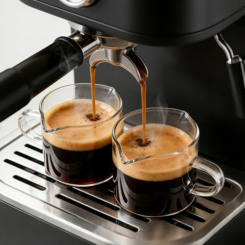 DWTS DANWEITESI Espresso Cups Set of 2: Espresso Machine Accessories - Espresso Shot Cups for Home Baristas - Essential Coffee Bar Accessories - 4oz Glass Espresso Cup Set with Handled and Spout | Amazon (US)