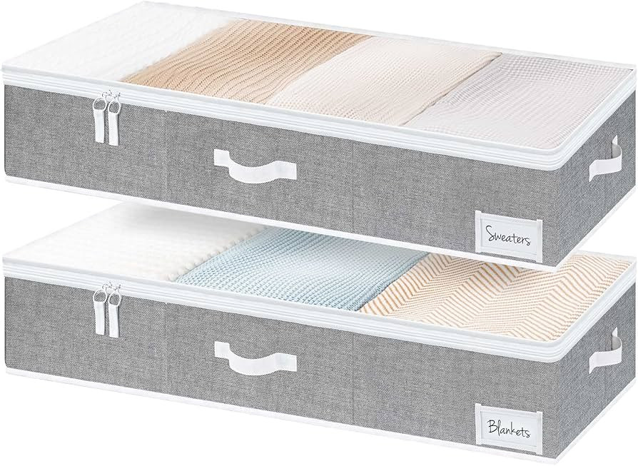 StorageWorks Underbed Storage Bins, Under Bed Storage Containers with Zippers, Closet Organizer f... | Amazon (US)