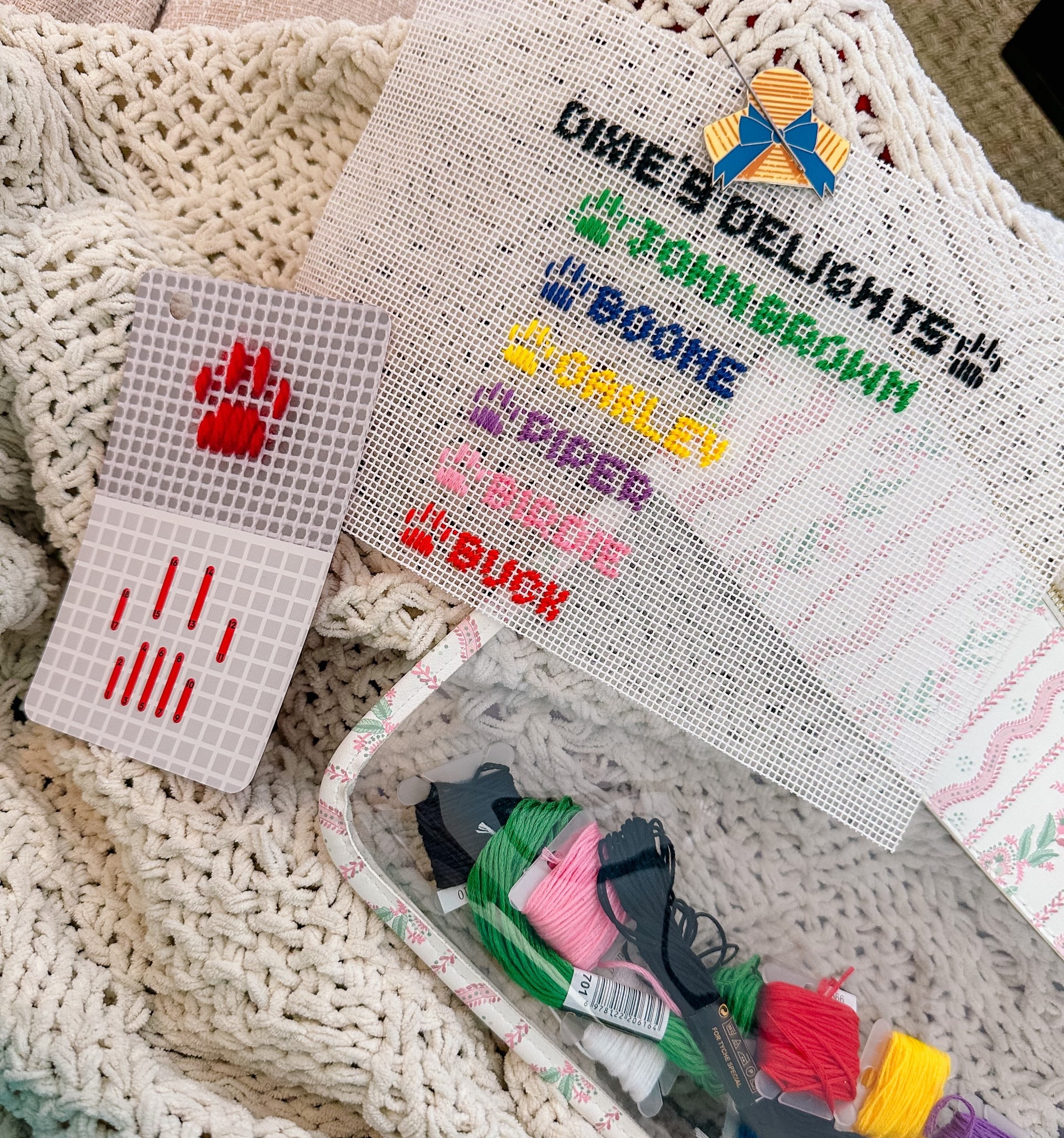 My current needlepoint project!! Piper is such a special addition to our family, but especially so because she was from my parent’s litter!!! Getting to be a part of her birth & first few days of her life was incredible…and her 5 siblings as well!! Made my parents a canvas to commentate the perfect littler they welcomed into the world this past December ❤️

#LTKPets