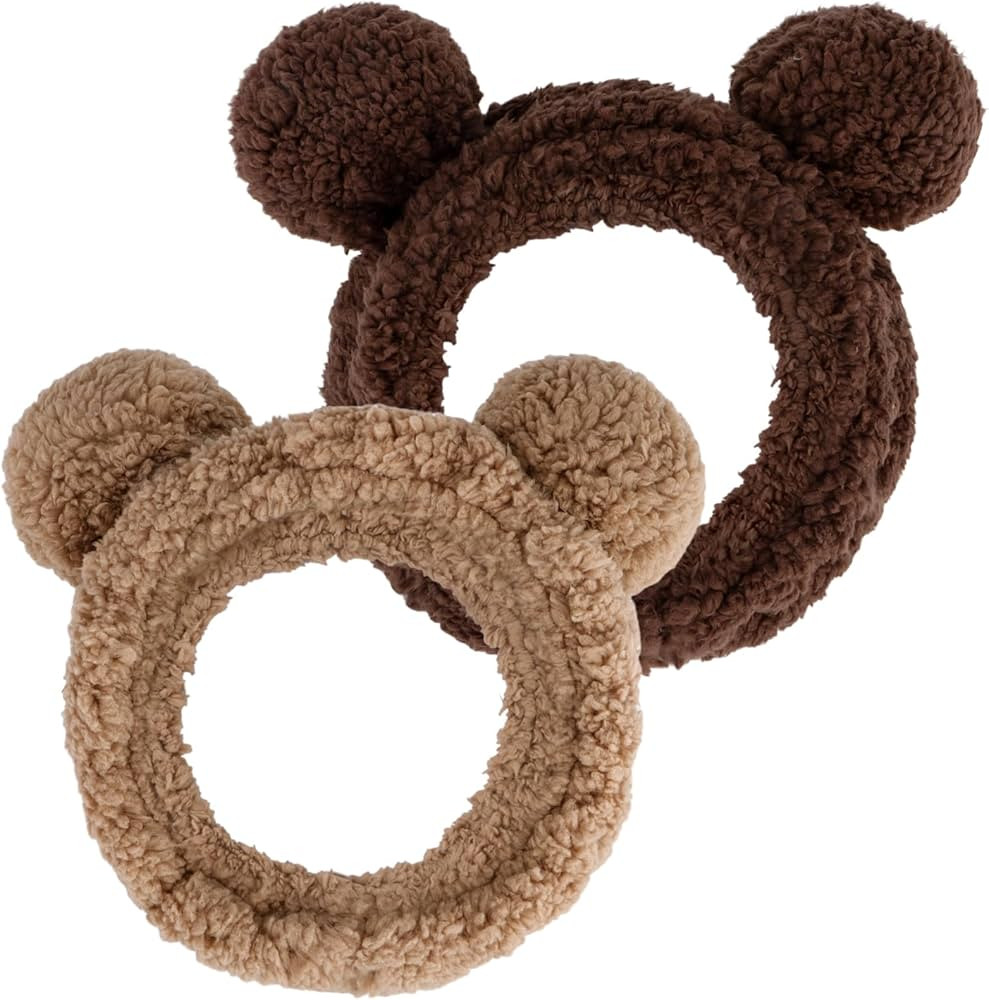 YISSION 2PCS Bear Ears Spa Headband No Slip Head Band for Face Wash Makeup Skincare Facial Headba... | Amazon (US)