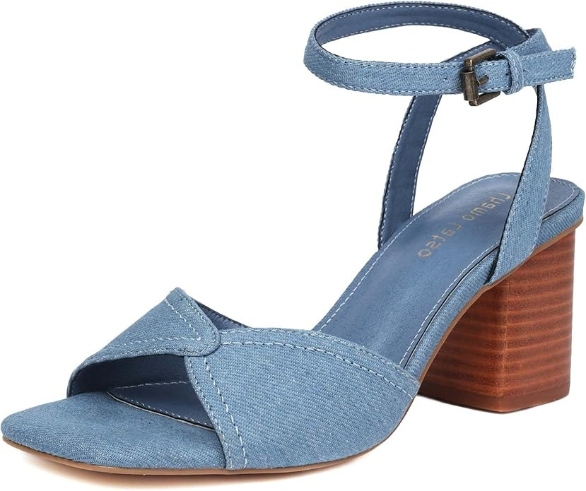 Women's Denim Sandals, Denim Heels Jean Sandals for Women, Canvas Sandals Textile Summer Sandals ... | Amazon (US)