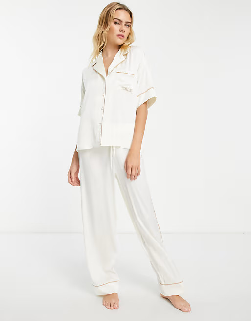River Island satin pajamas in cream - CREAM | ASOS | ASOS (Global)