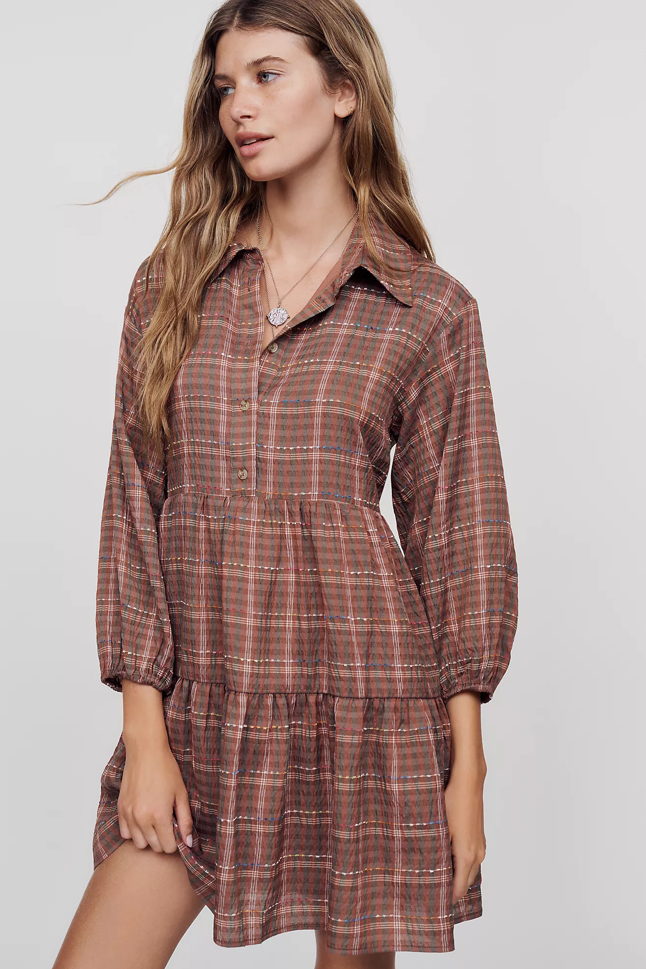 Maeve Bettina Plaid Mini Shirtdress | Anthropologie (US)