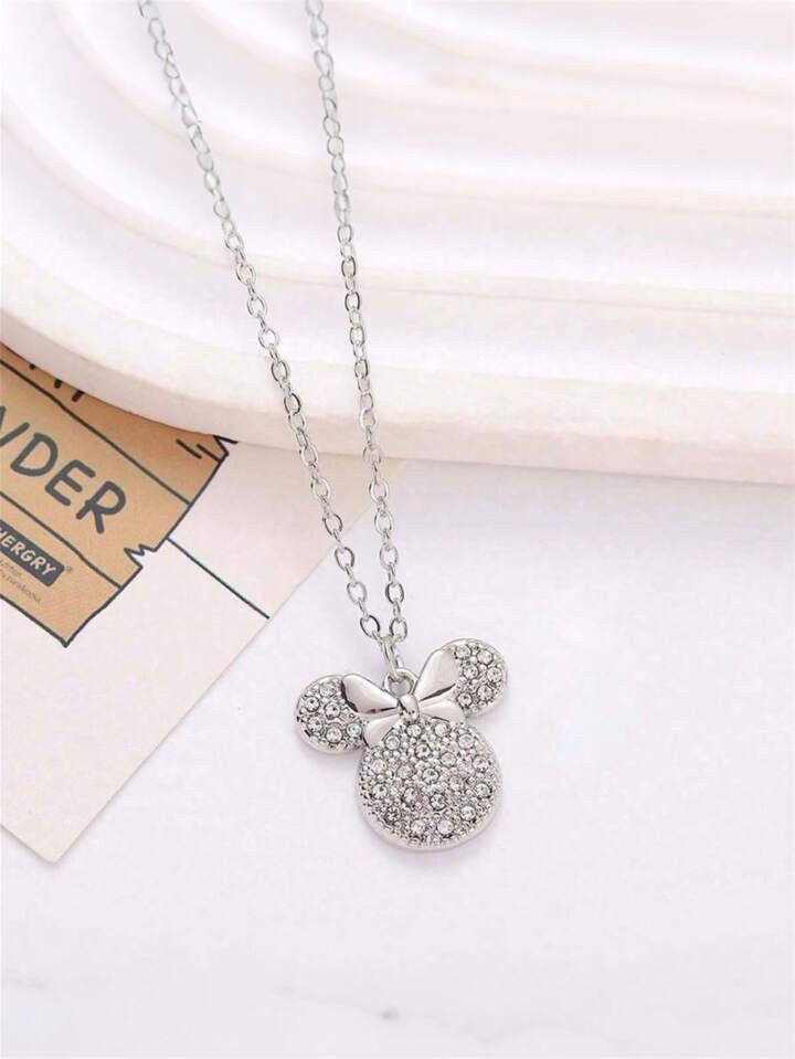Disney 1pc Disney Mickey Mouse & Minnie Mouse Rhinestoned Necklace, Sweet Jewelry Gift For Girls, Friends And Couples | SHEIN