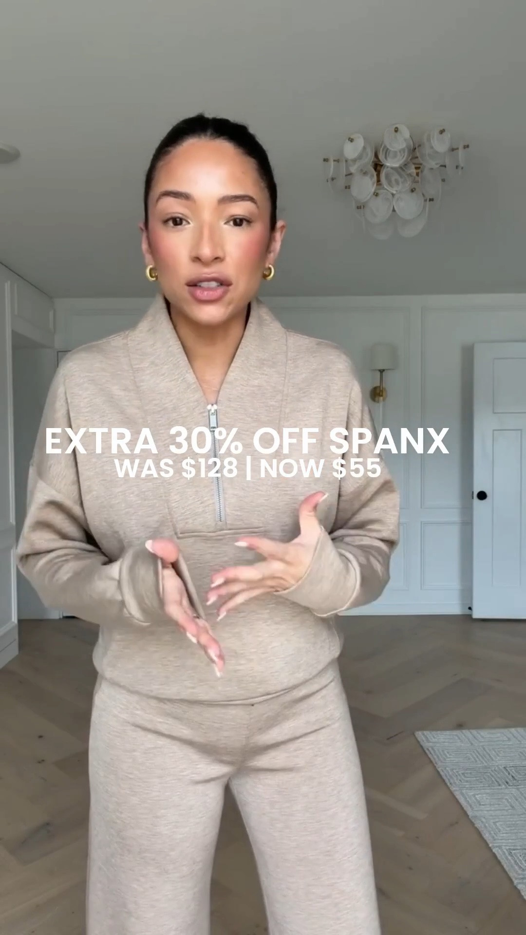Extra 30% OFF Spanx!! This material is SO comfortable and buttery soft! Wearing size S half zip and size S Tall wide leg pants (low stock but available in other colors on sale) 

sale alert, spanx sale, fall sale, work from home outfit, airport outfit, travel outfit, errands outfit, casual outfit, mom outfit, postpartum outfit