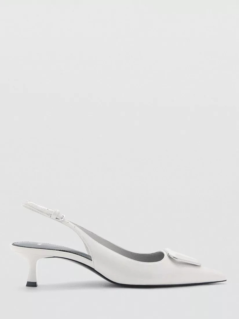 Mango Branie Kitten Heel Faux Leather Court Shoes, White | John Lewis (UK)