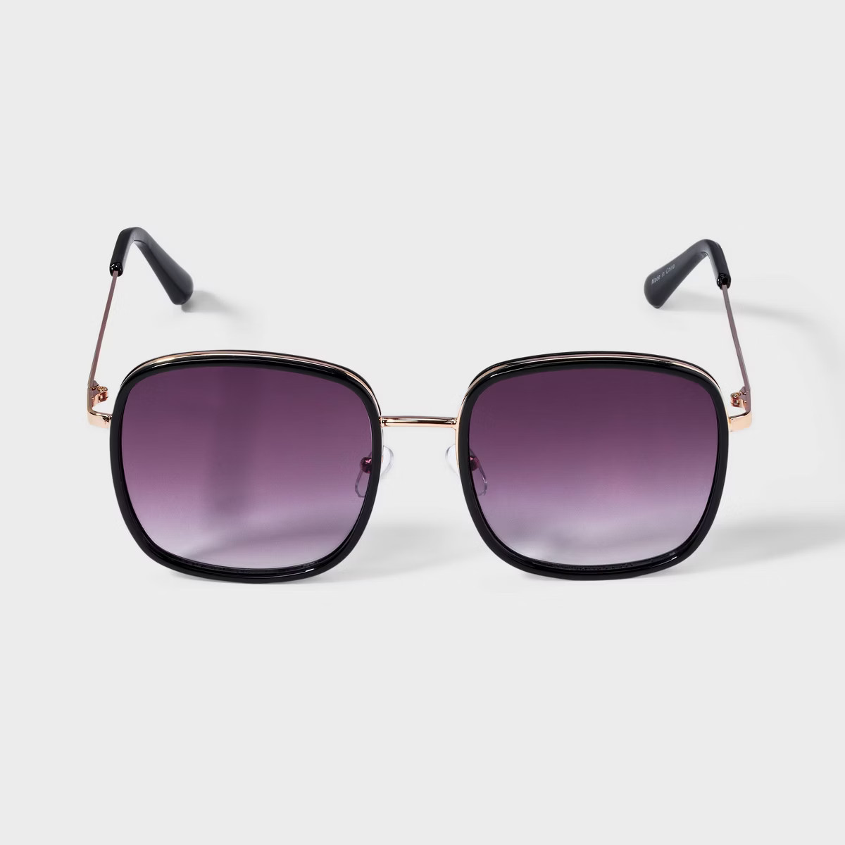Women's Plastic and Metal Square Oversized Sunglasses - A New Day™ Black | Target