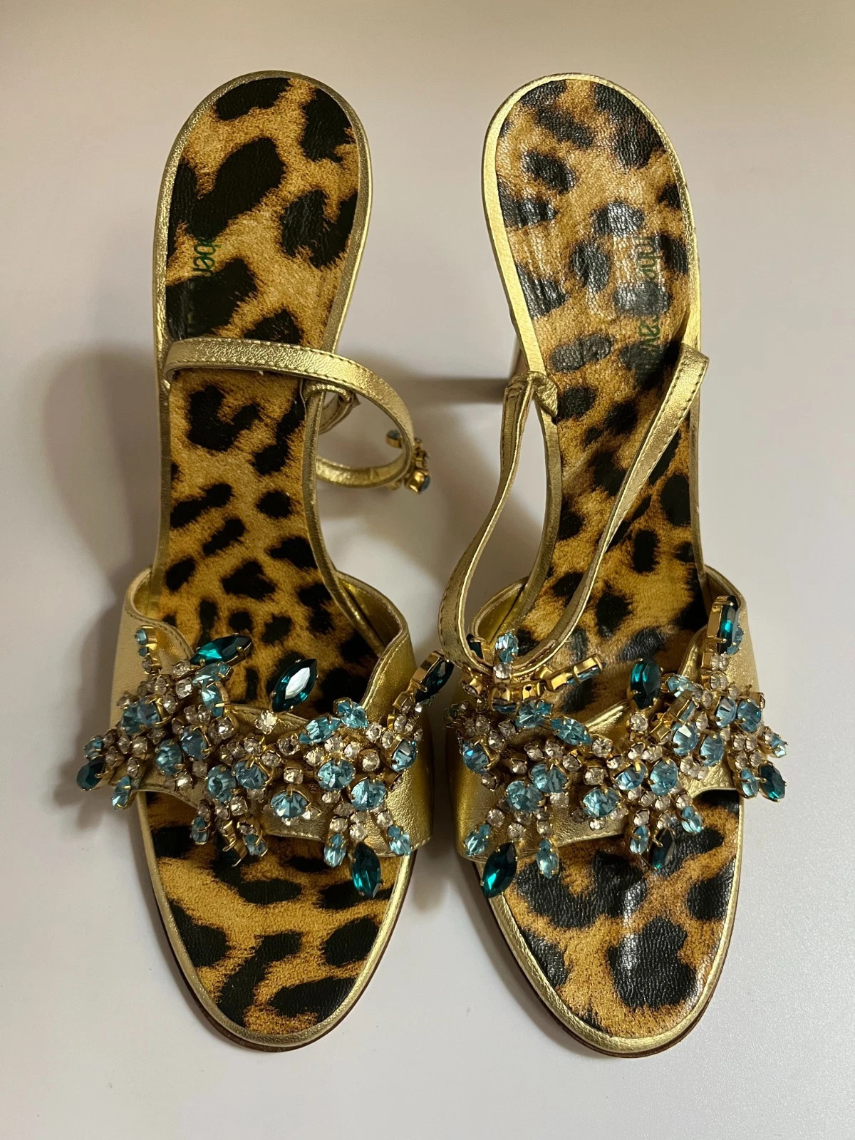 Roberto Cavalli Vintage Leopard Jeweled Crystal Heel Sandal EU 37 US 7 24.5 cm | eBay | eBay US