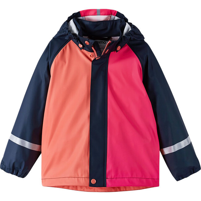 Vesi Detachable Hood Zipper Raincoat, Misty Red | Maisonette