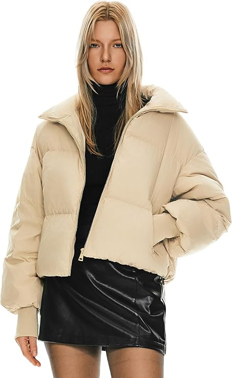 Orolay Women's Winter Oversized Cropped Puffer Jacket Zip Up Short Down Coat Stand Collar Baggy O... | Amazon (US)