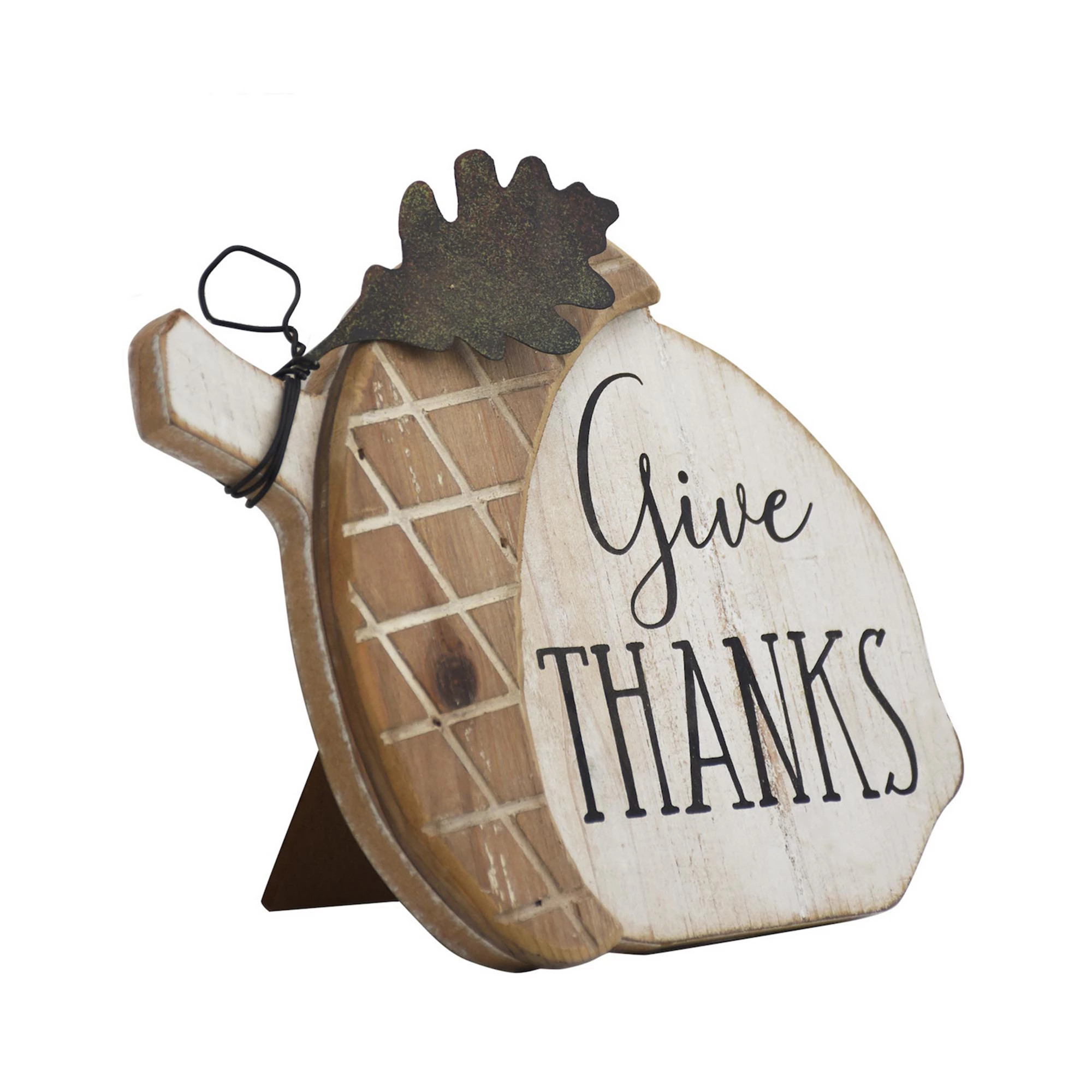 Parisloft Give Thanks Farmhouse Wood and Metal Acorn Accent Tabletop Decor | Kohl's