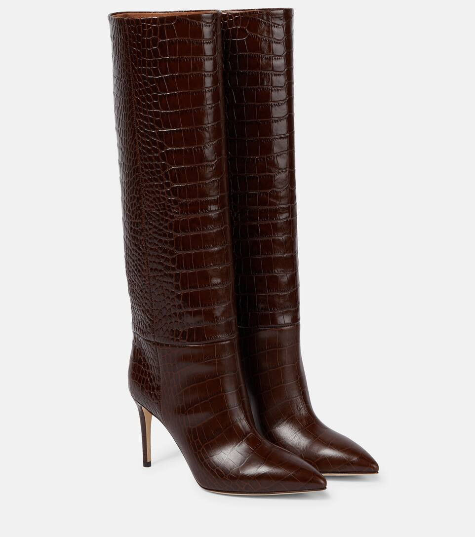 Croc-effect leather knee-high boots | Mytheresa (US/CA)
