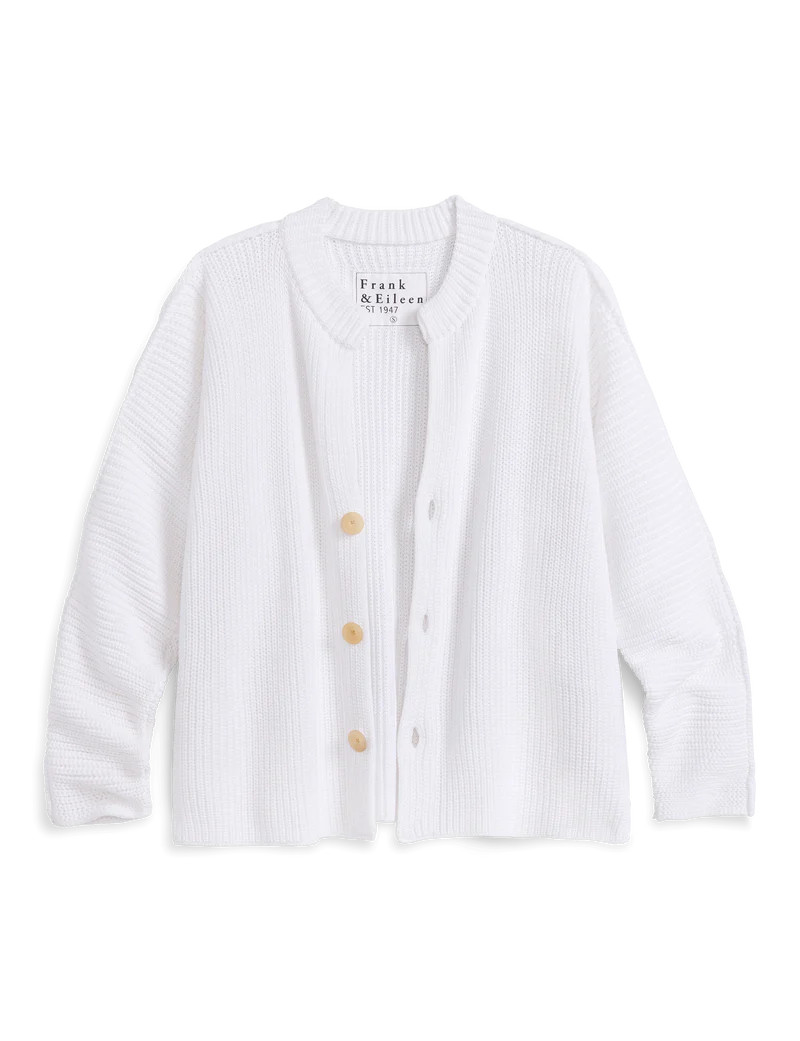 MONTECITO CARDIGAN White, Pure Italian Cotton | Frank & Eileen