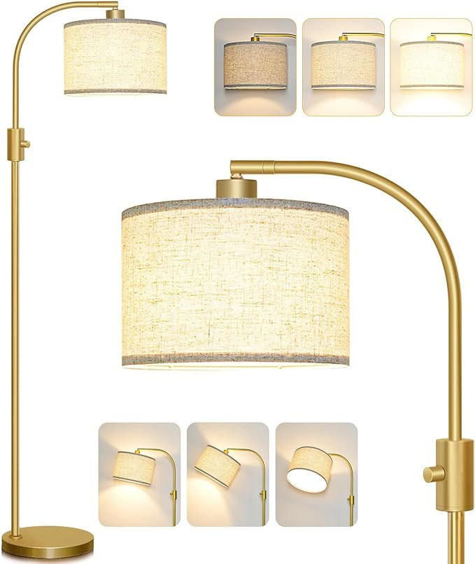 【Upgraded】 Dimmable Floor Lamp, 1200 Lumens LED Bulb Included, Gold Arc Floor Lamps for Livin... | Amazon (US)