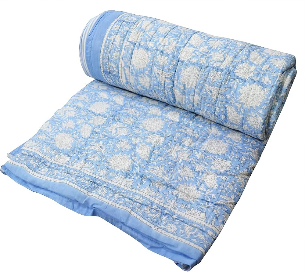 Single Size Hand Block Paisley Print Indian Handmade Light Weight in Side Doctor Cotton Reversibl... | Amazon (US)