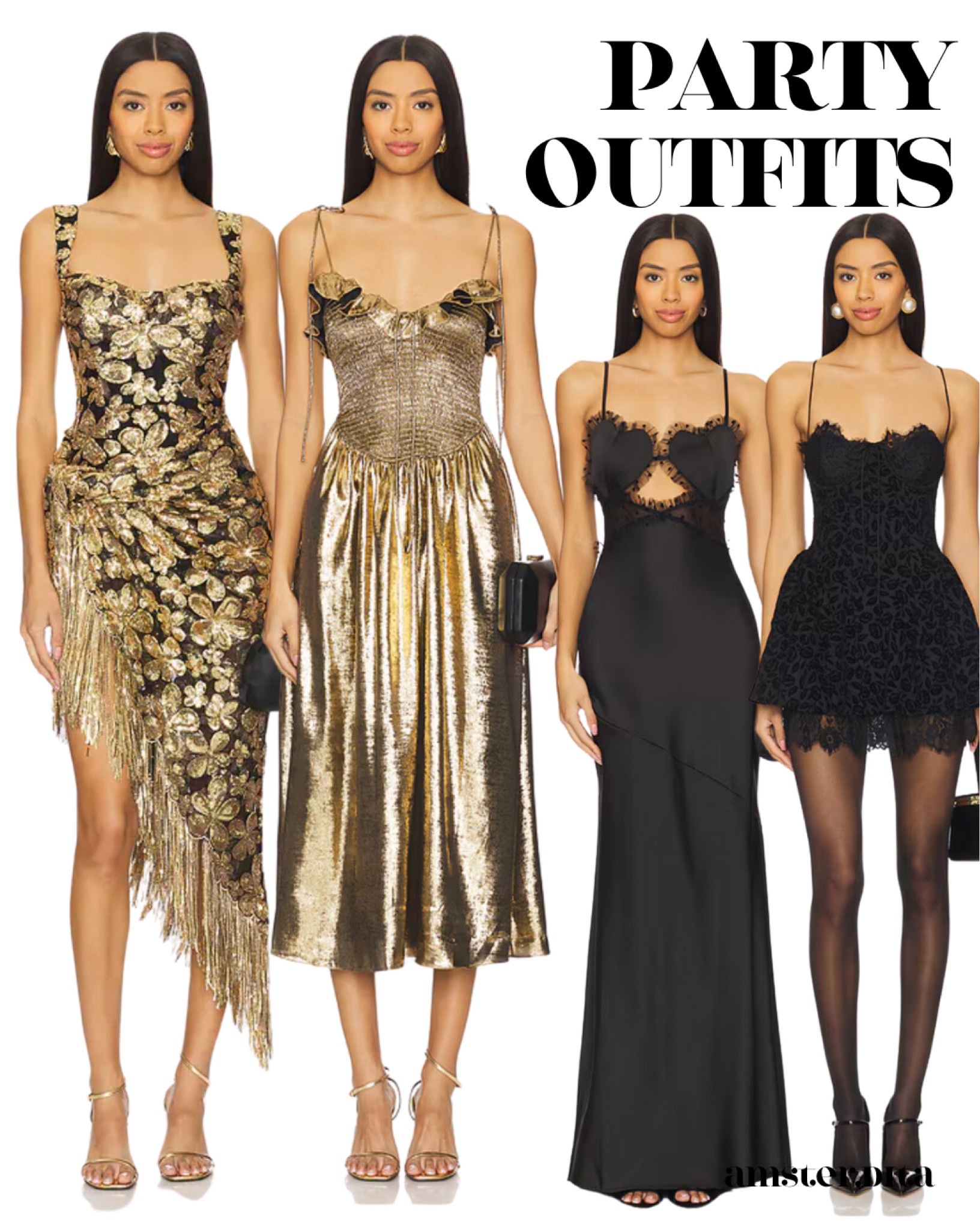 golden dress mini Sail to Sable Smocked Waist Dress Lurex CLIP DOT Black/Gold, S main image 1