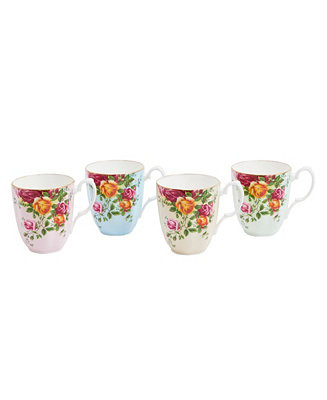Royal Albert Old Country Roses Mug 13.5 Fluid oz, 4 Piece Set, Service for 4 - Macy's | Macy's