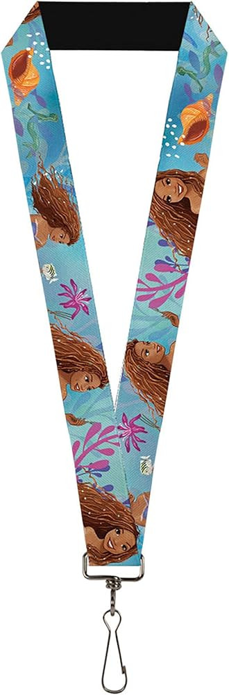 Buckle-Down Disney Lanyard, The Little Mermaid Ariel Under the Sea Poses Blues, Elastic | Amazon (US)