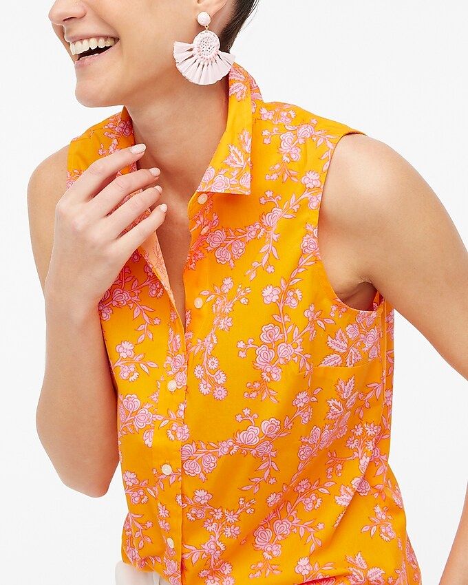 Sleeveless cotton poplin shirt in signature fit | J.Crew Factory