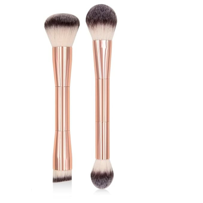2Pcs Double Ended Foundation Makeup Brush Set Professional Dual Ended Cosmetic Brushes for Liquid... | Amazon (US)