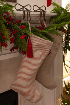 Heritage Red Pinstripe Stockings | Cottage and Key