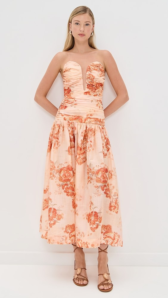 Zimmermann Cascadian Strapless Midi Dress | Shopbop | Shopbop