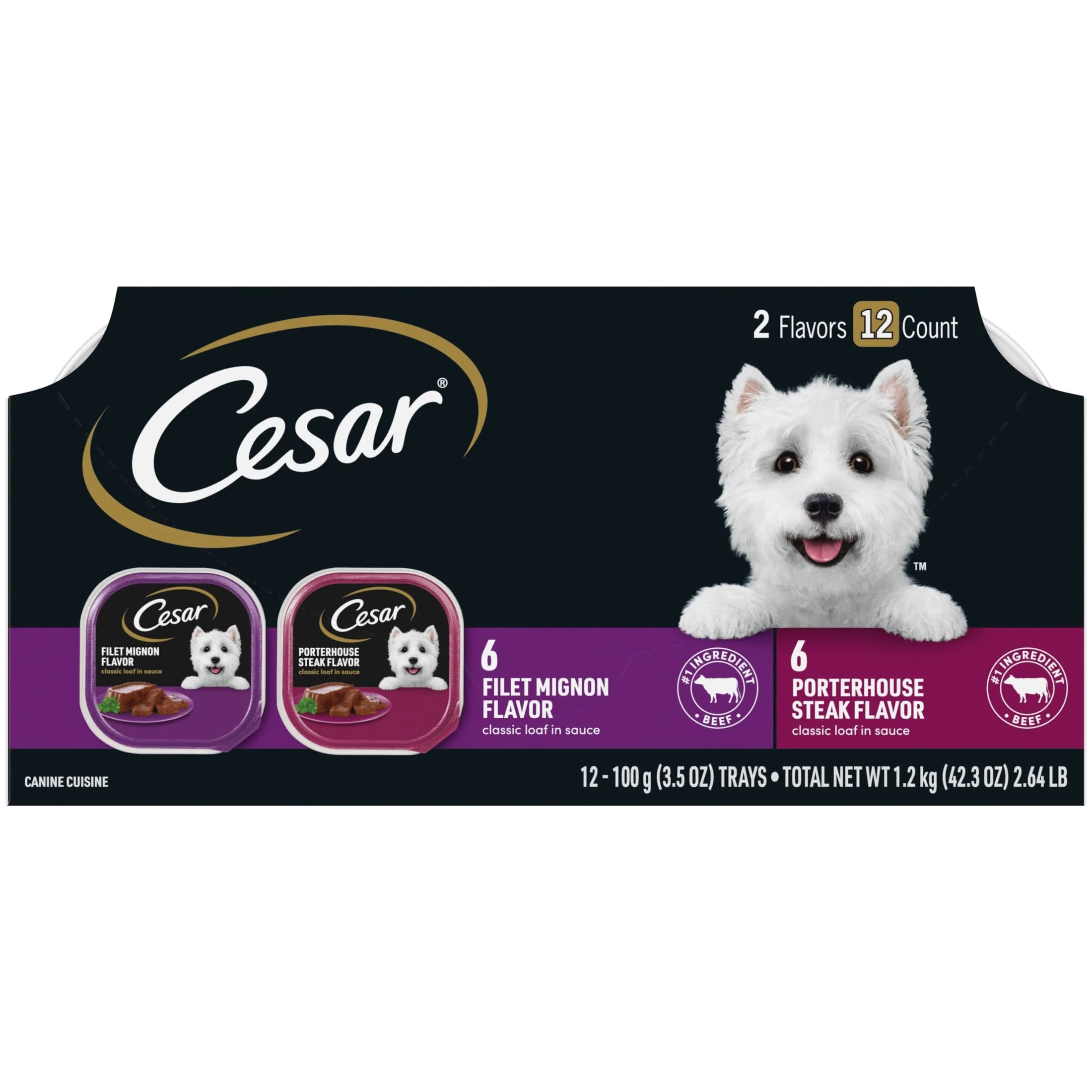 Cesar Classic Loaf In Sauce Wet Dog Food Variety Pack, 3.5 oz Trays (12 Pack) | Walmart (US)