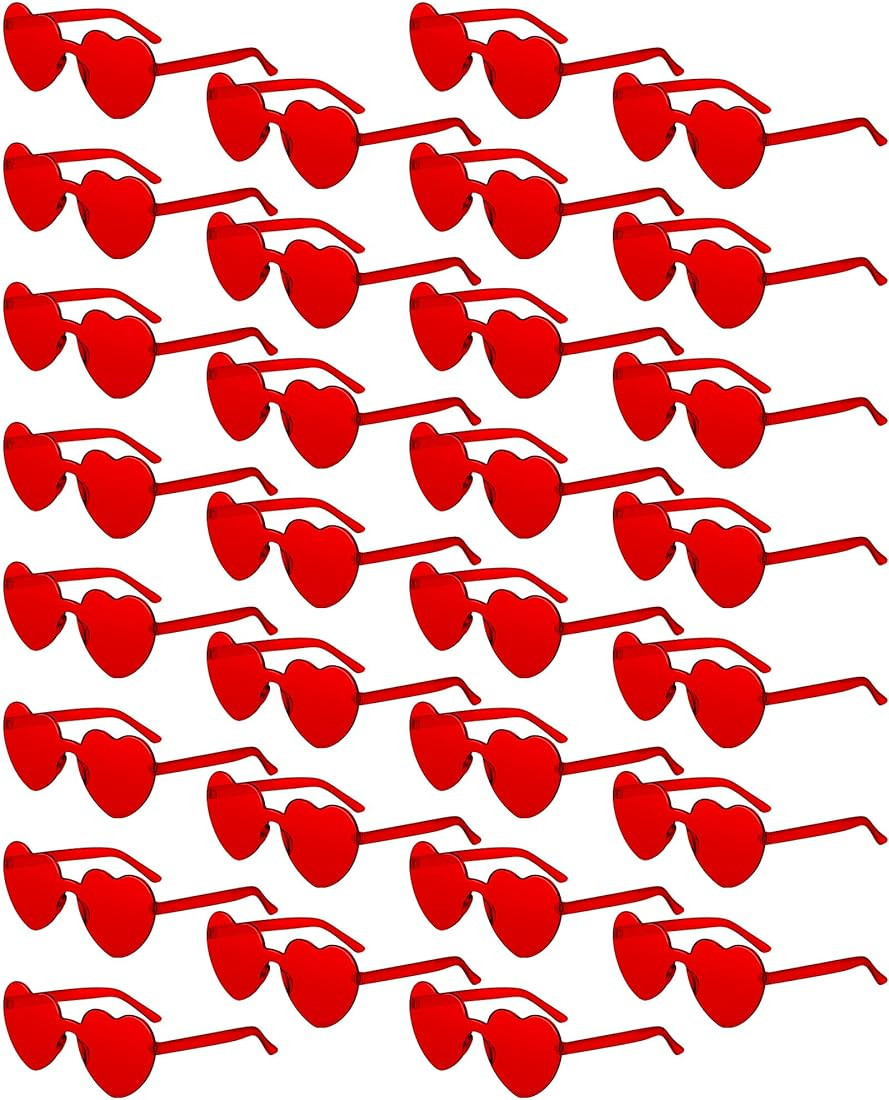 Amazon.com: Colzzy 30 Pairs Valentine's Day Sunglasses Heart Shaped Glasses Bulk for Women Colorf... | Amazon (US)