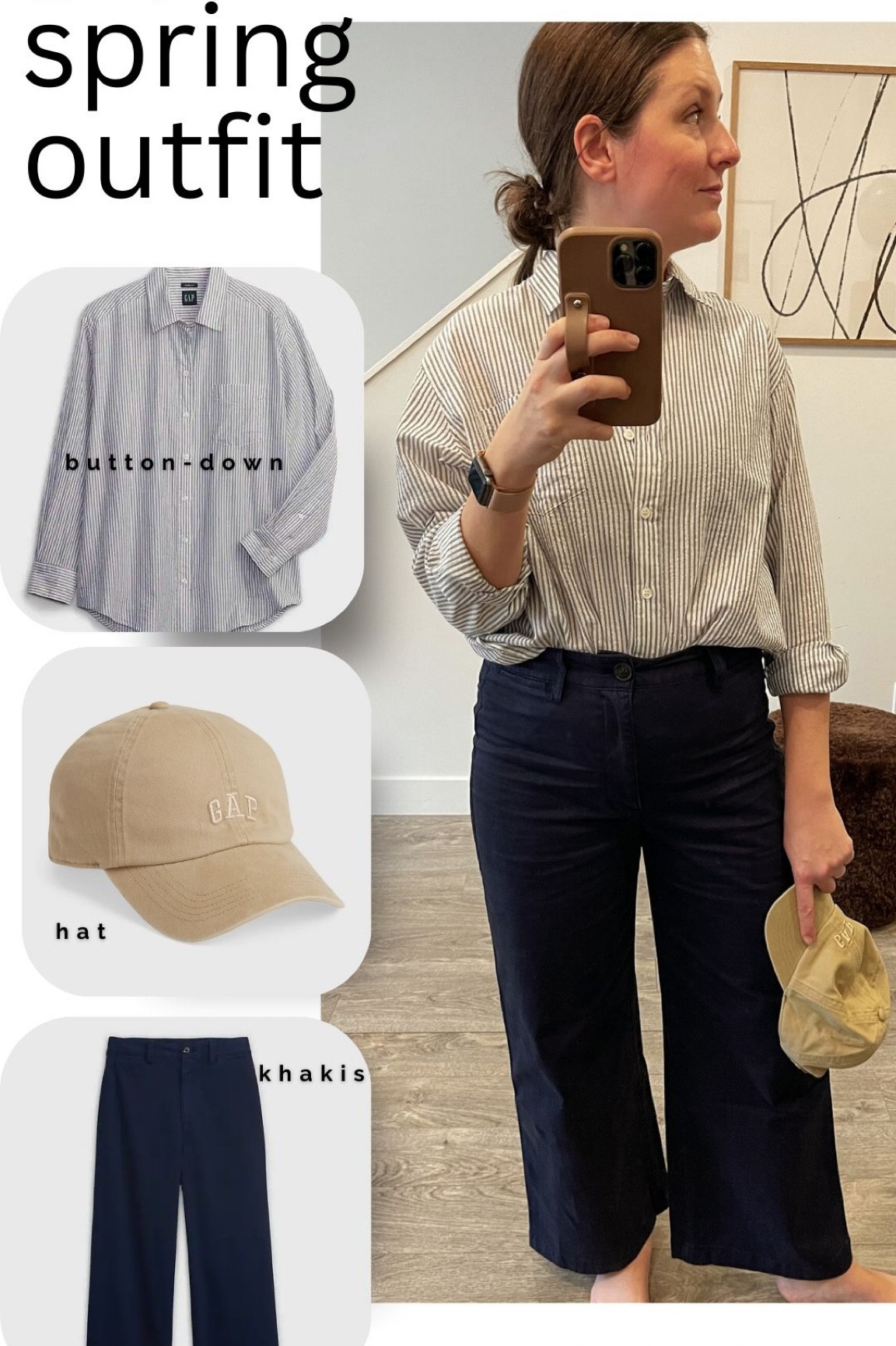 #ad Do you love minimalist fashion and wardrobe staples? What about clothing sales? I found the most perfect @gap women’s tan baseball hat, ankle khakis (size 10 - go up a size), and striped button-down shirt (size xs)…and they are all on sale RIGHT NOW for 40% off with the code FRIEND.

Put ‘em together, and they make a classic Spring 2023 outfit - and all on a budget! 

#GapCanada #gapca
#gapfinds #gap #ootd #lookforless #fashiononabudget #affordablefashion #spring2022fashion #casualoutfit #outiftideas #minimalistfashion #tryon #midsize #khakis #basebalhat #neutrastyle #neutraltones #neutrals #neutraloutfit Sale alert. Budget fashion.

Gap fashion. gap style. Gap finds. Fashion on a budget. Affordable fashion. Fashion haul. Try on. Minimalist outfit. Neutral outfit ideas. Outfit reel. Mid size fashion. Mid size style. How to style khakis. Neutral baseball hat. Tan baseball hat.

#LTKstyletip #LTKsalealert #LTKunder50