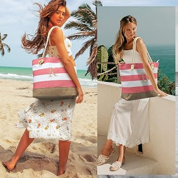YOOLIFE Beach Bags for Women - Travel Canvas Beach Tote, Pool Waterproof Bag, Travel Essentials, ... | Amazon (US)