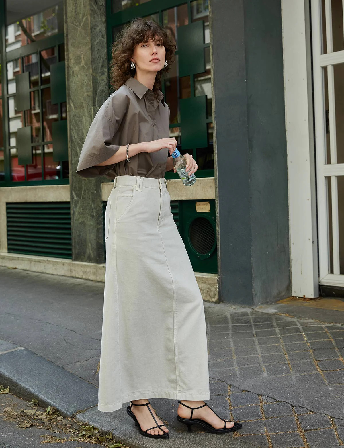 White Washed Denim Maxi Skirt | Pixie Market