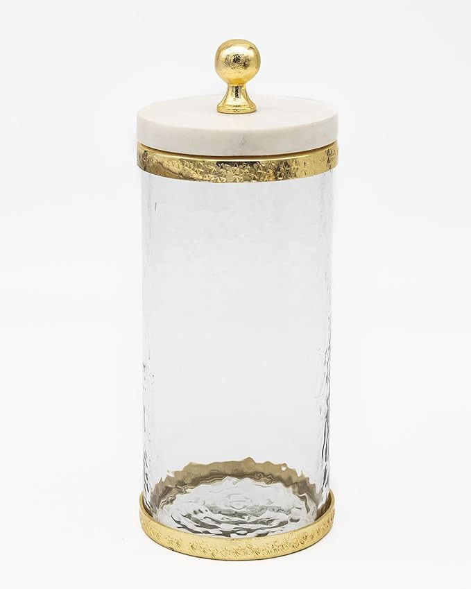 Godinger Canister Storage Container, Glass Storage Canister, Marble with Gold Band - 4x8 | Amazon (US)